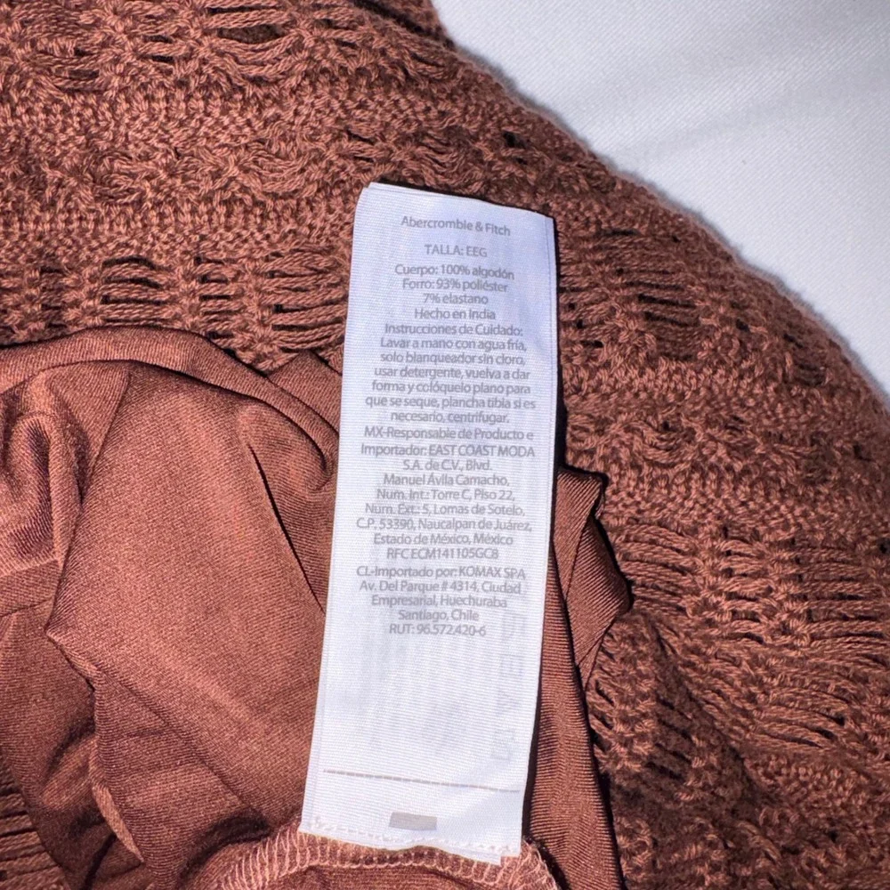 Abercrombie & Fitch Crochet Maxi Dress XXL chocolate Brown V-Neck Boho Knit new